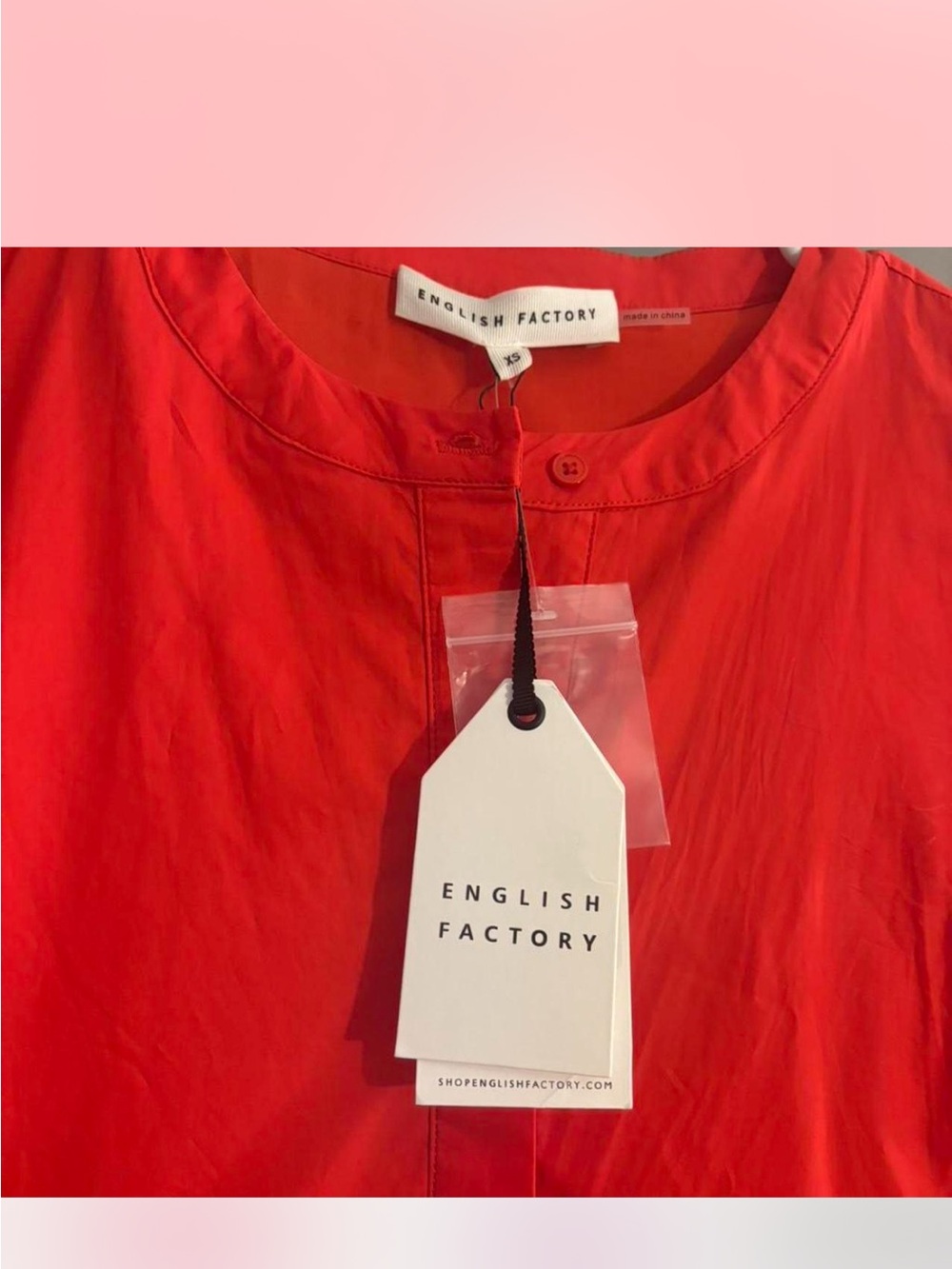 ENGLISH FACTORY Scalloped Edge red Midi Dress With Pockets Size XS NWT - Picture 4 of 6